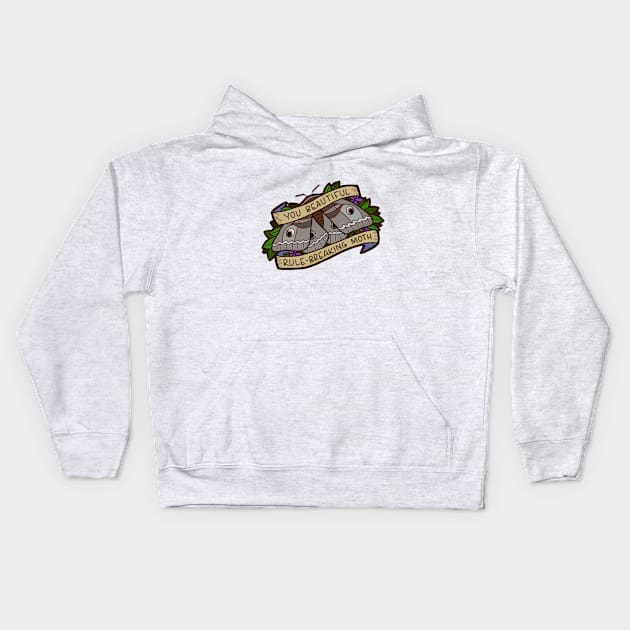 Rule-Breaking Moth - Leslie Knope Kids Hoodie by quotify